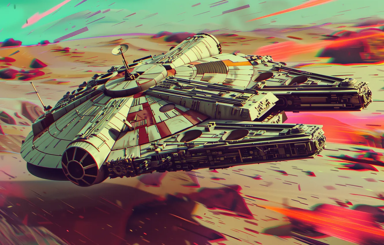 Фото обои Star Wars, art, falcon millennium