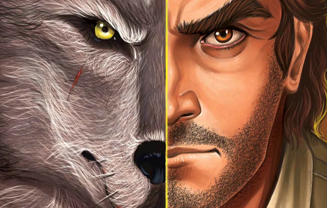 Фото обои взгляд, wolf, The Wolf Among Us, Fables, Bigby, разделение личности