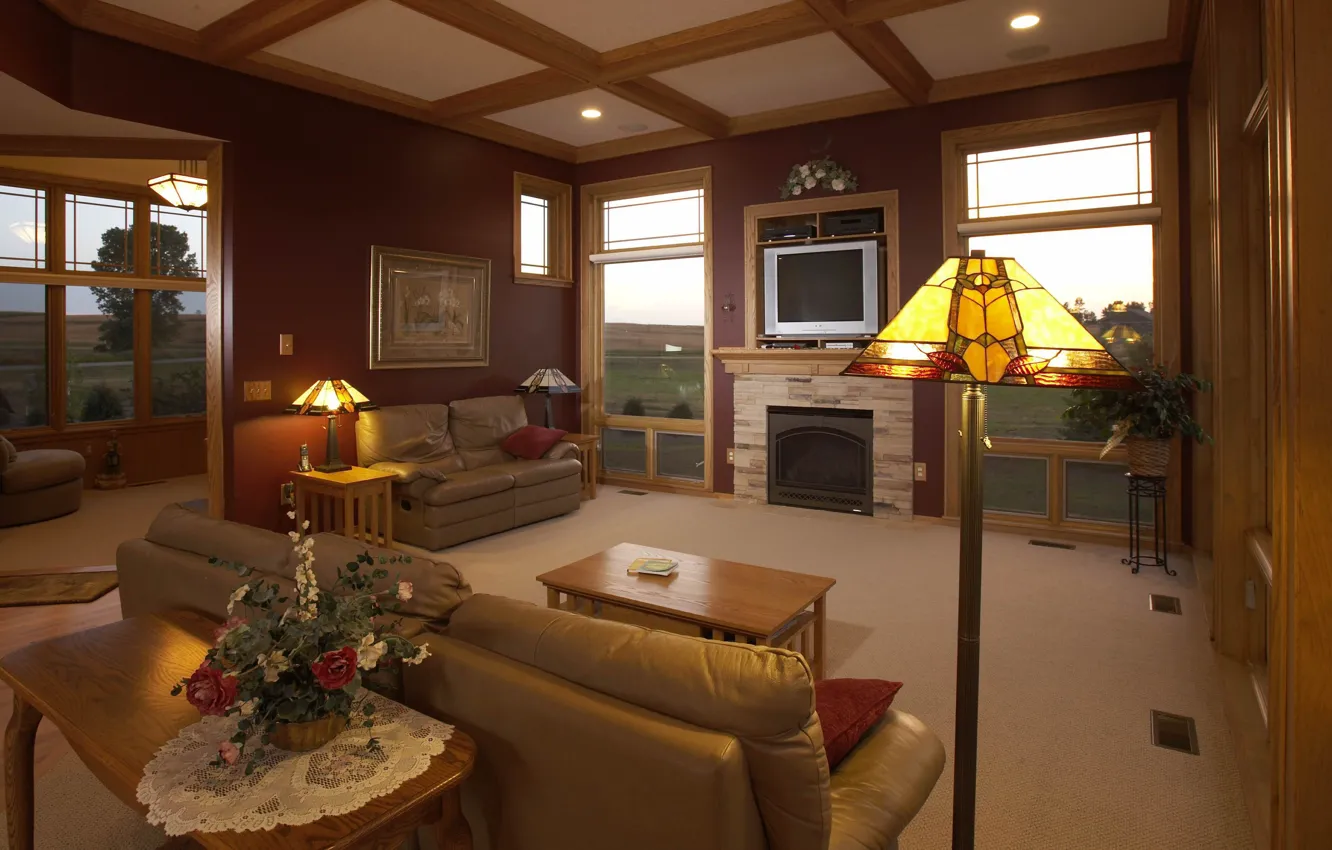 Фото обои design, style, living room, interior, fireplace