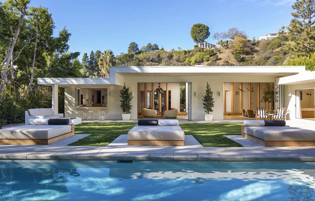 Фото обои дом, вилла, бассейн, USA, архитектура, терраса, постройка, Beverly Hills