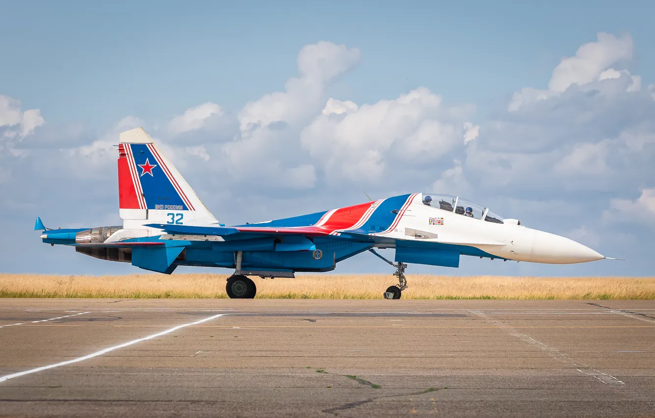 Фото обои истребитель, Су-35С, АГВП «Русские Витязи», Владимир Игнатов