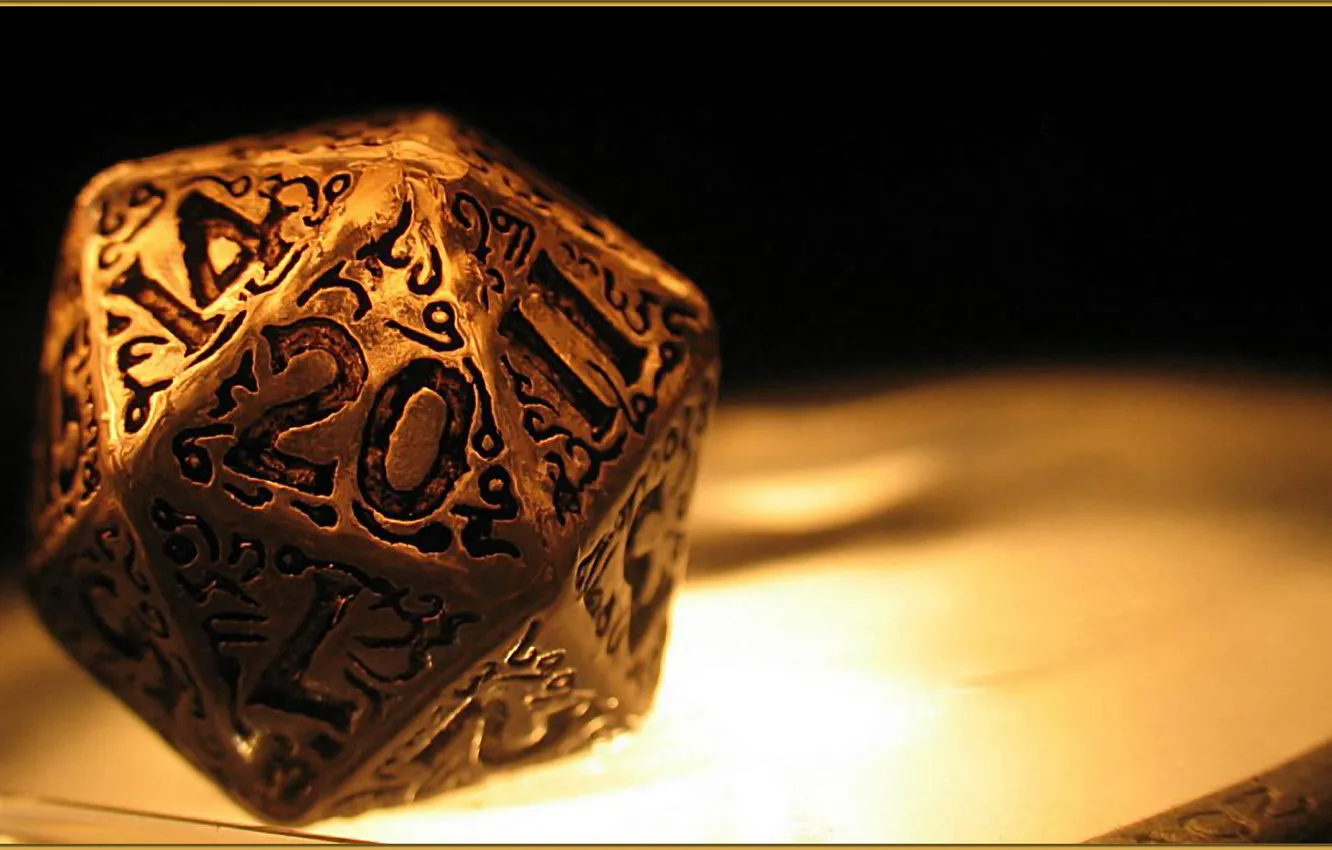 Фото обои gold, dice, decorated, 1d20