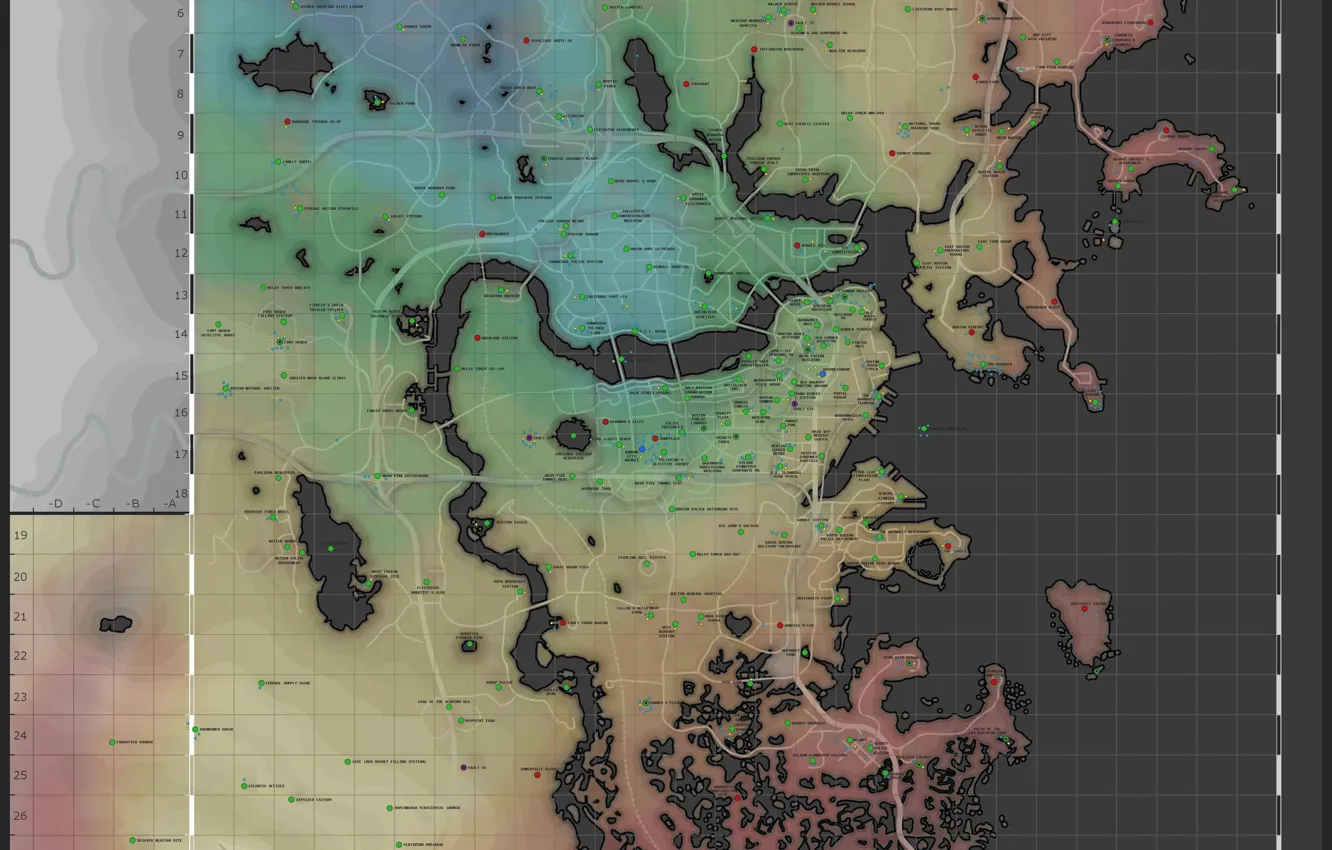 Фото обои fallout, map, fallout 4, detailed