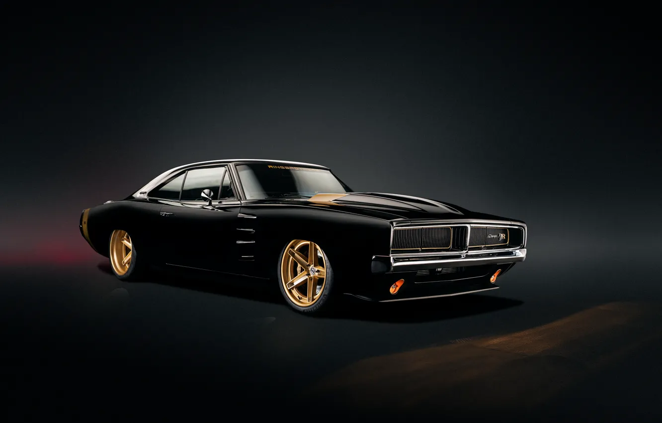 Фото обои 1969, Dodge, Front, Black, Dodge Charger, SEMA, Ringbrothers, 2023