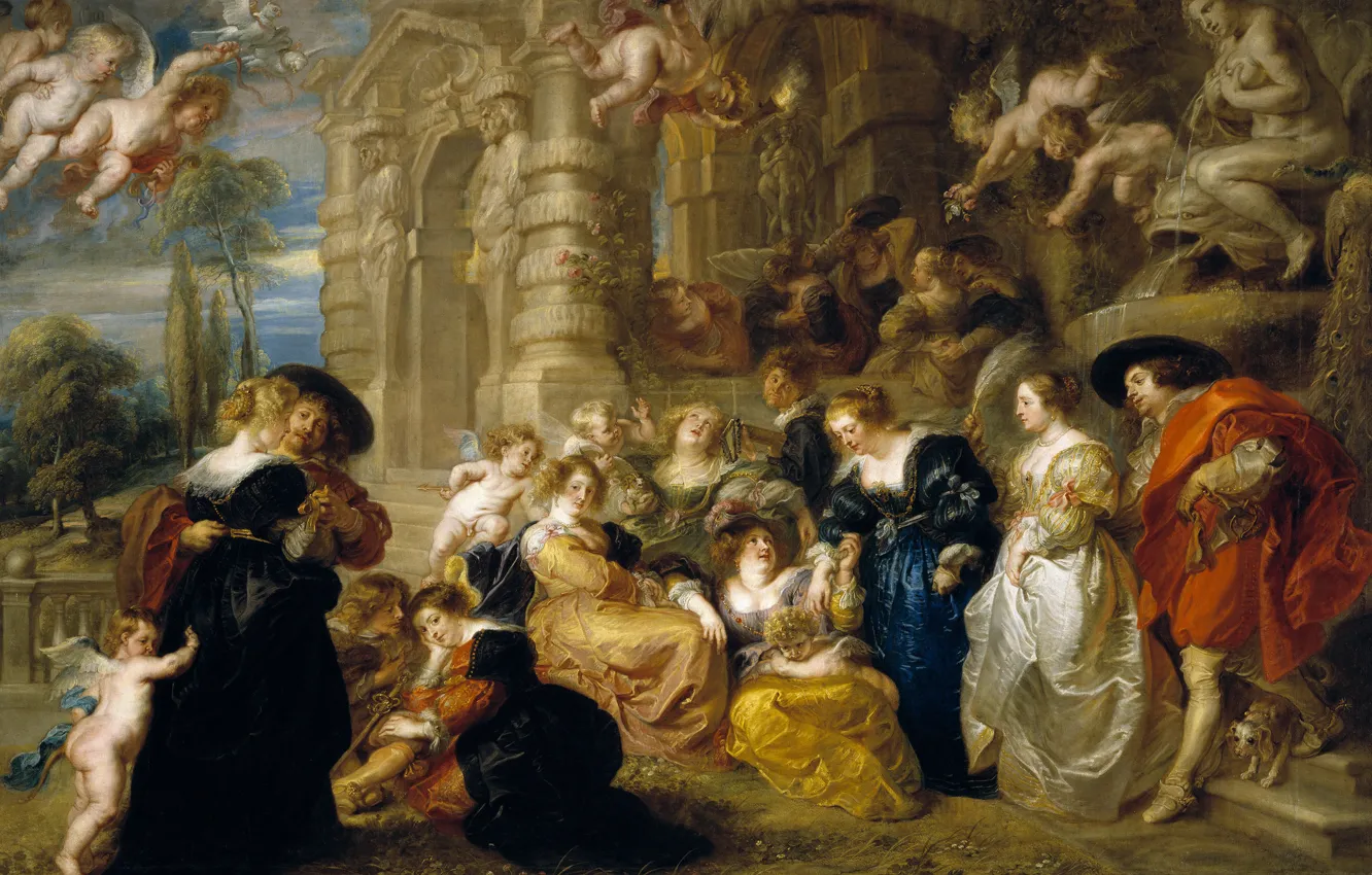 Фото обои люди, картина, жанровая, Питер Пауль Рубенс, Pieter Paul Rubens, Сад Любви