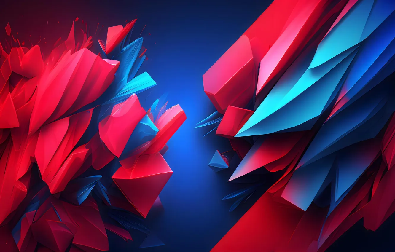 Фото обои абстракция, abstract, red, blue, abstract 3D, ИИ арт, AI art