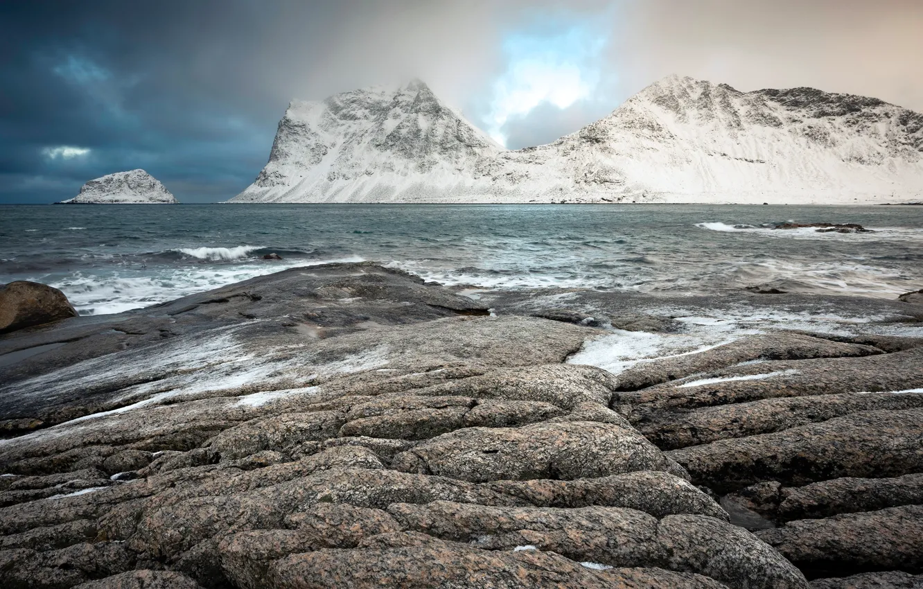 Фото обои Norway, Lofoten islands, Haukland beach