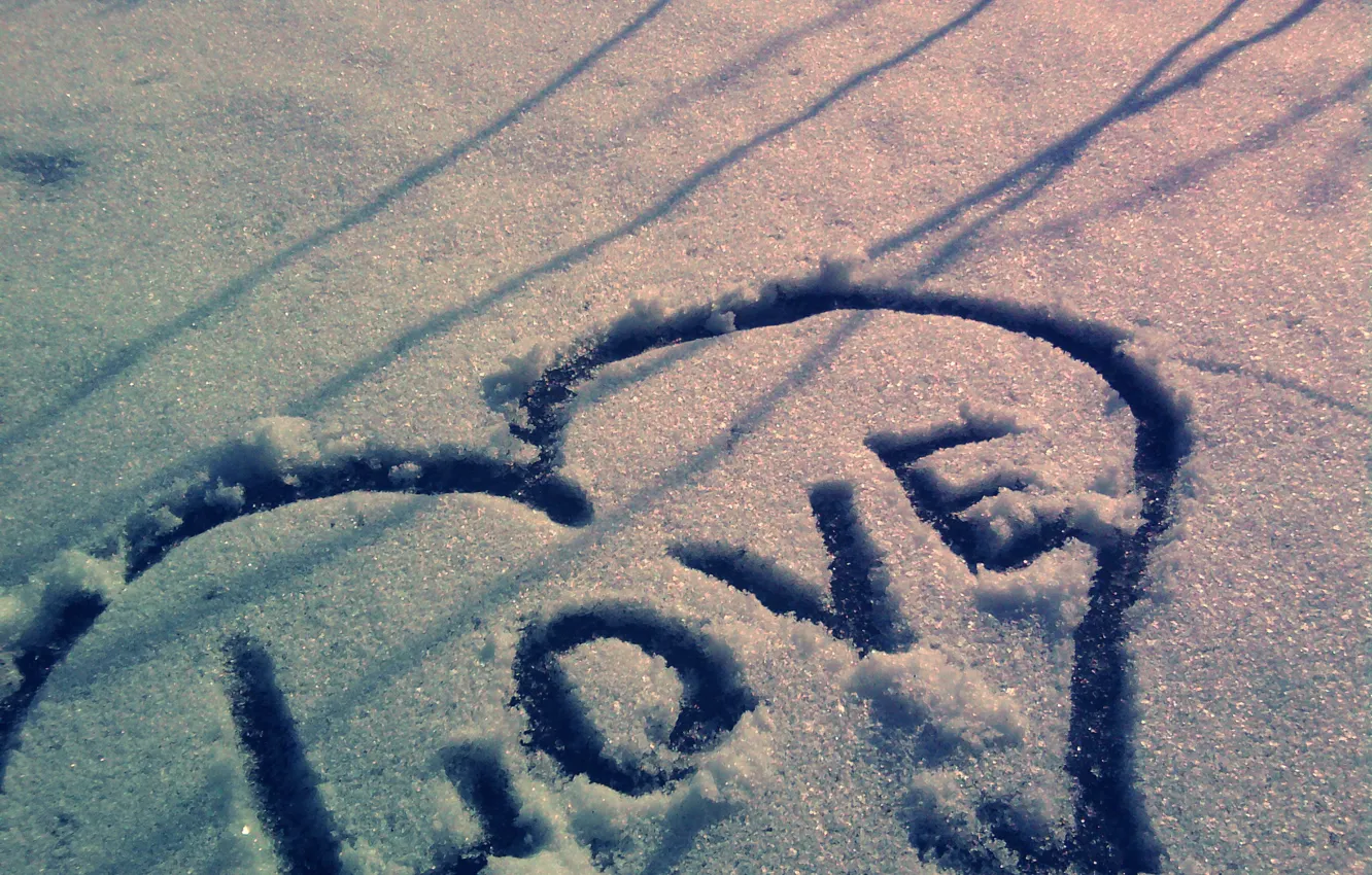Фото обои снег, сердце, Любовь
