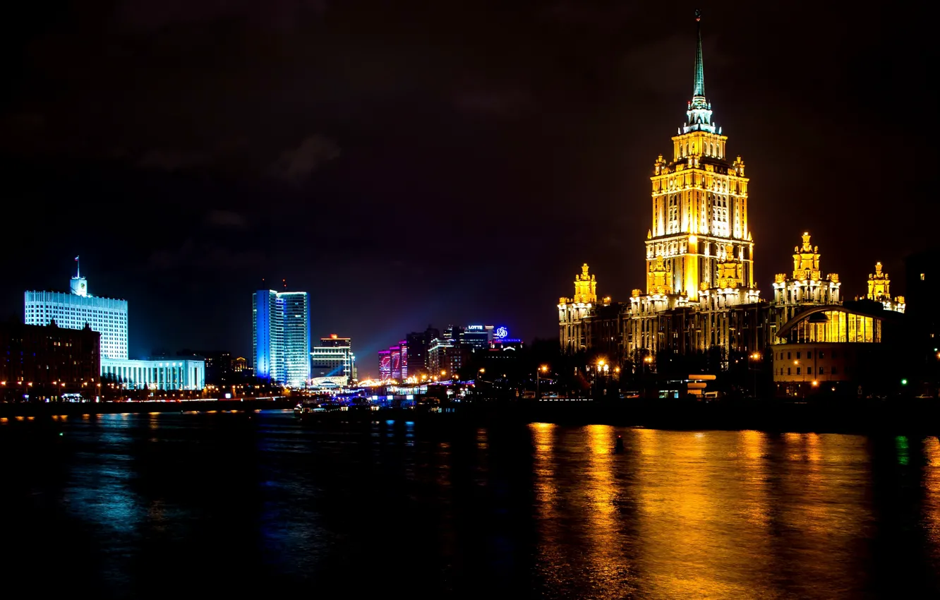 Фото обои ночь, Москва, Россия, Russia, night, Moscow