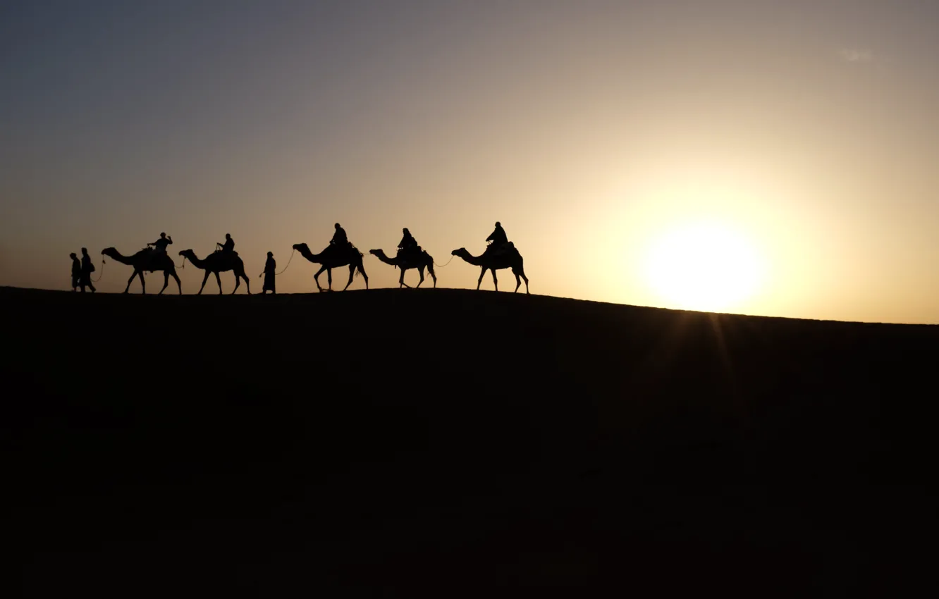 Фото обои sky, sun, sand, Africa, shadow, Morocco, shade, Merzouga
