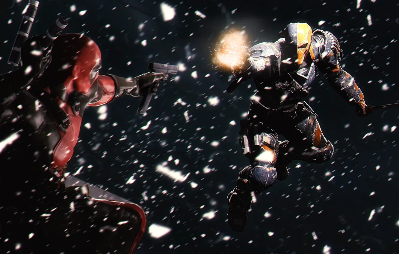 Фото обои Deadpool, crossover, dc comics, marvel comics, Deathstroke, anti hero