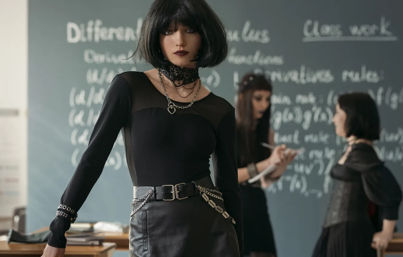 Фото обои school, goth, students, classroom