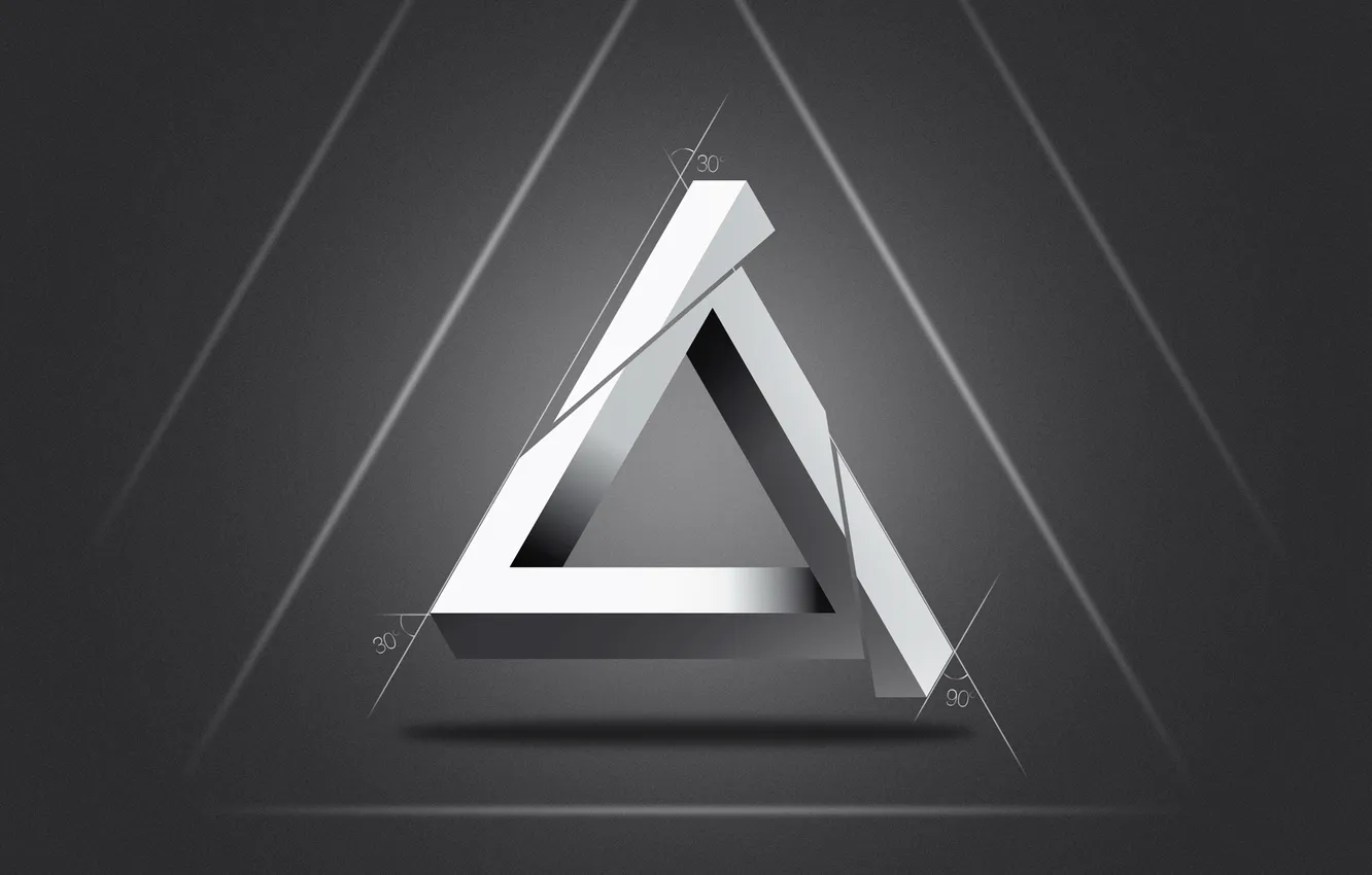 Фото обои линии, серый, углы, Треугольник