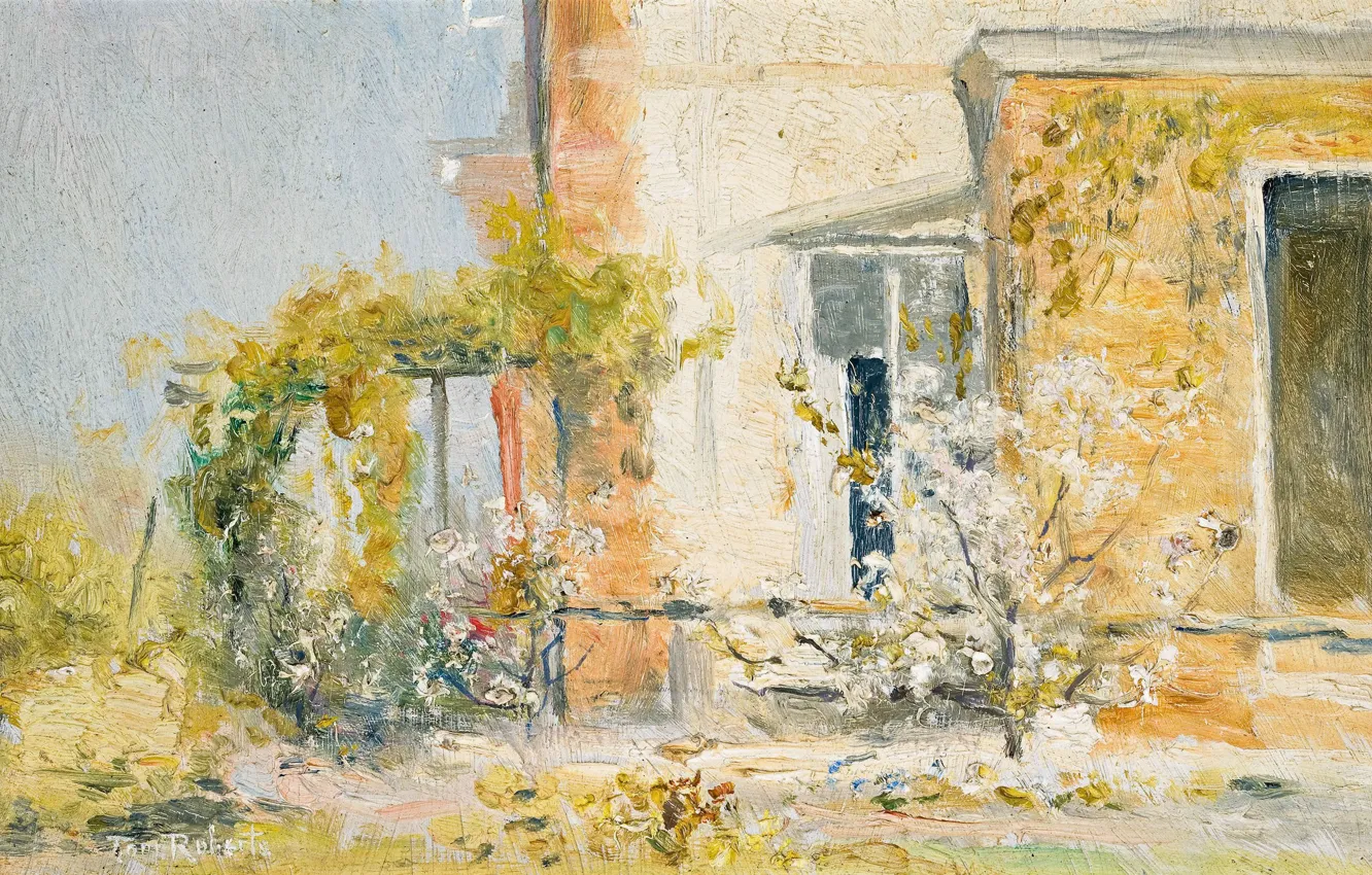 Фото обои пейзаж, дом, картина, 1913, The Eyrie, Том Робертс, Tom Roberts