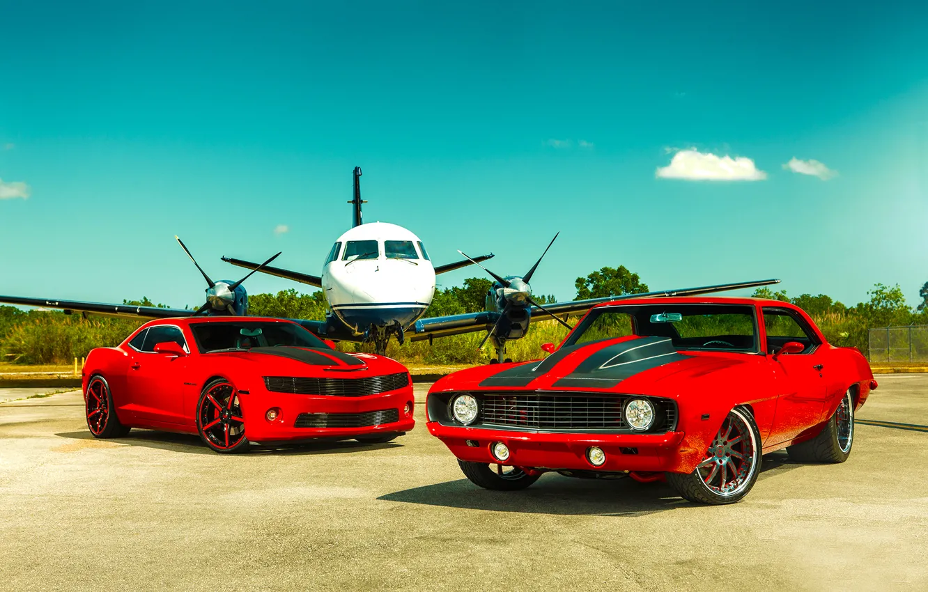 Фото обои Chevrolet, 1969, Camaro, Red, Miami, 2011, Tuning, Heat