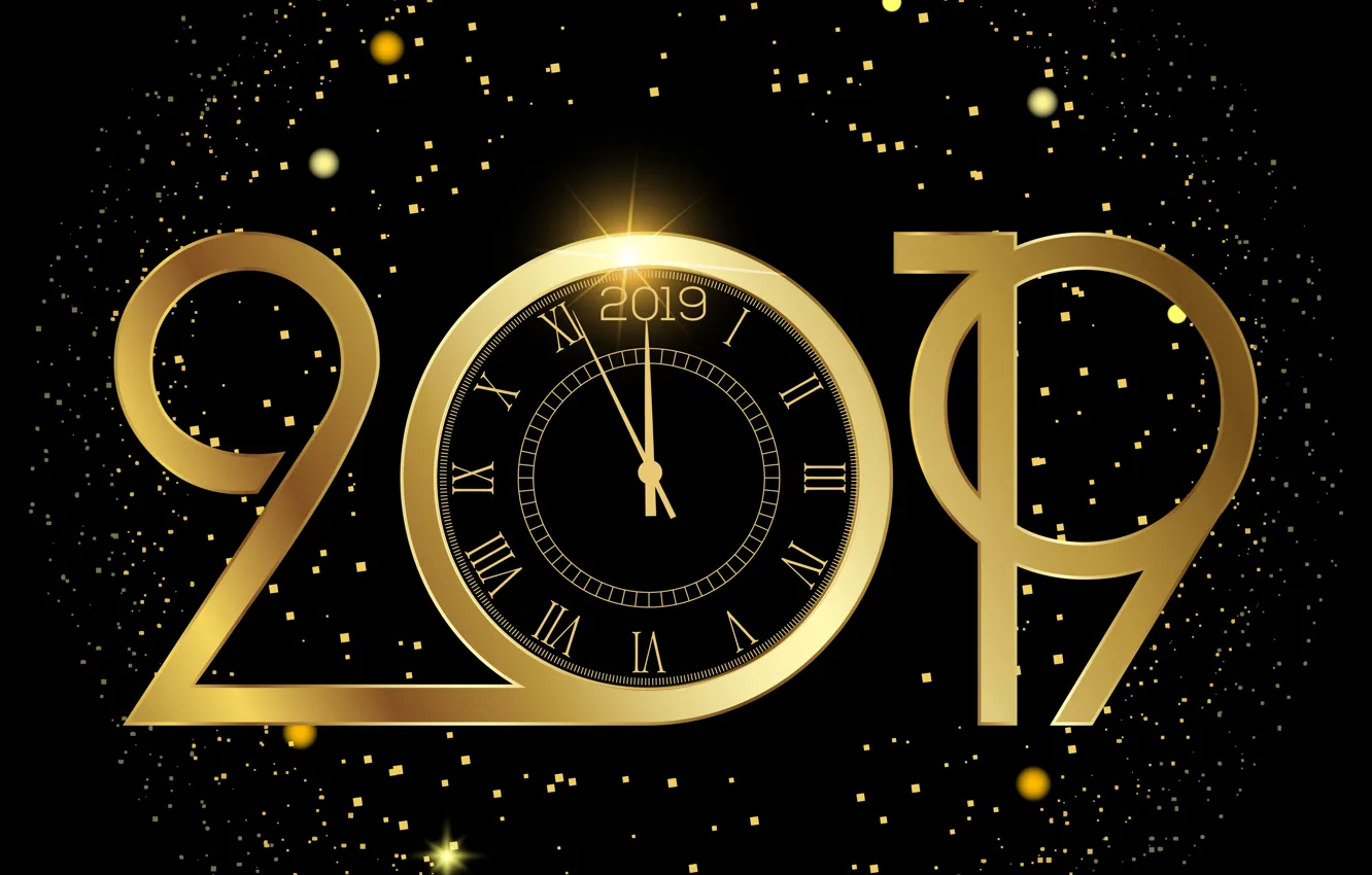 Фото обои фон, золото, Новый Год, цифры, golden, New Year, Happy, 2019