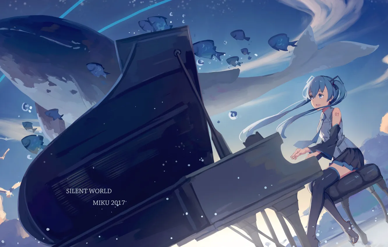 Фото обои девушка, аниме, арт, кит, пианино, Vocaloid
