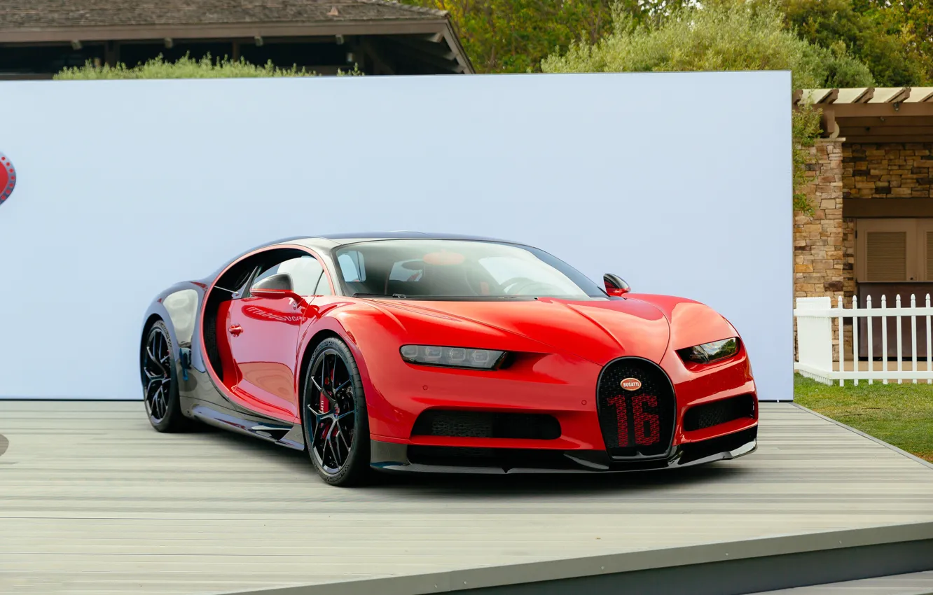 Фото обои red, bugatti, black, chiron