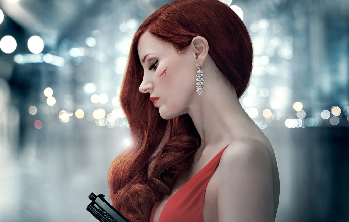 Фото обои девушка, пистолет, боевик, постер, Jessica Chastain, Джессика Честейн, Ava, Агент Ева
