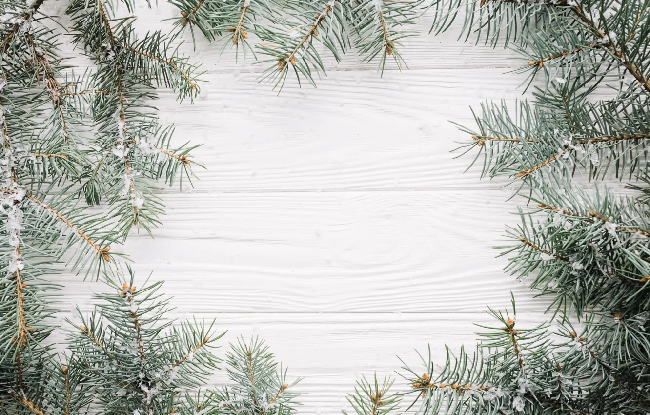 Фото обои снег, фон, елка, Новый Год, Рождество, Christmas, wood, snow