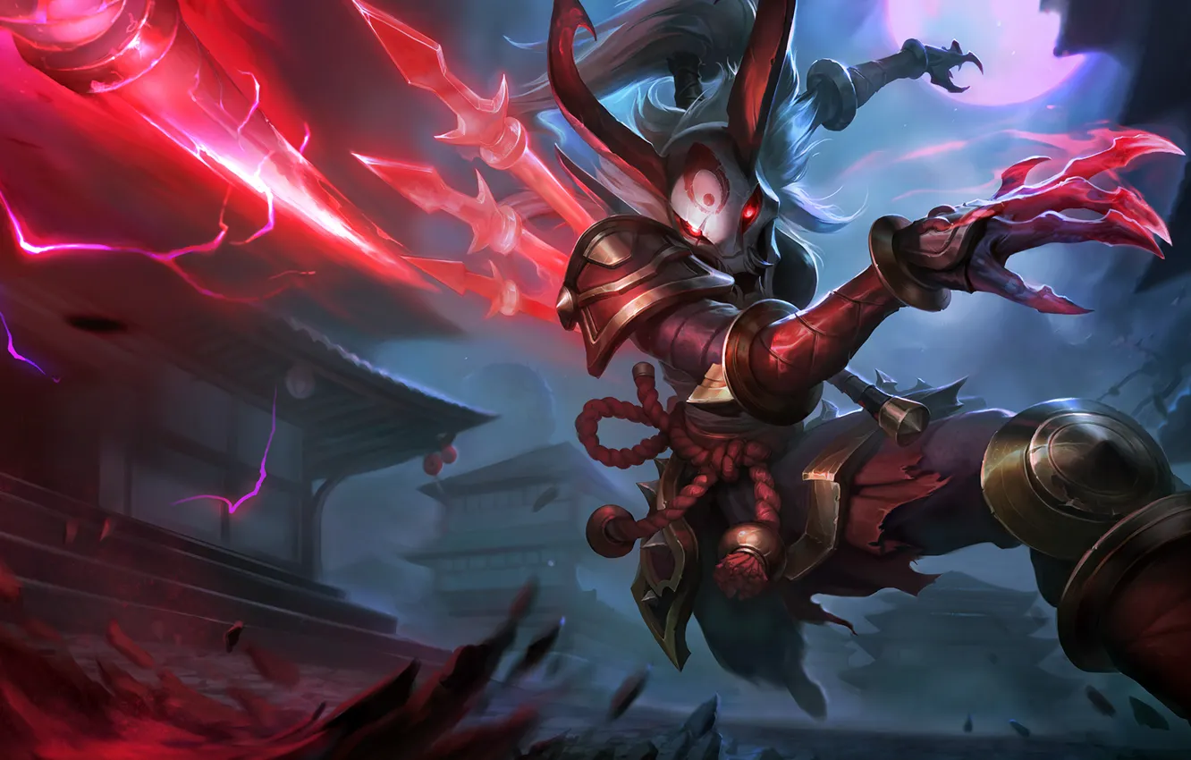 Фото обои lol, league of legends, skin, spear, vengeance, bloodmoon, Kalista, spear of vengeance