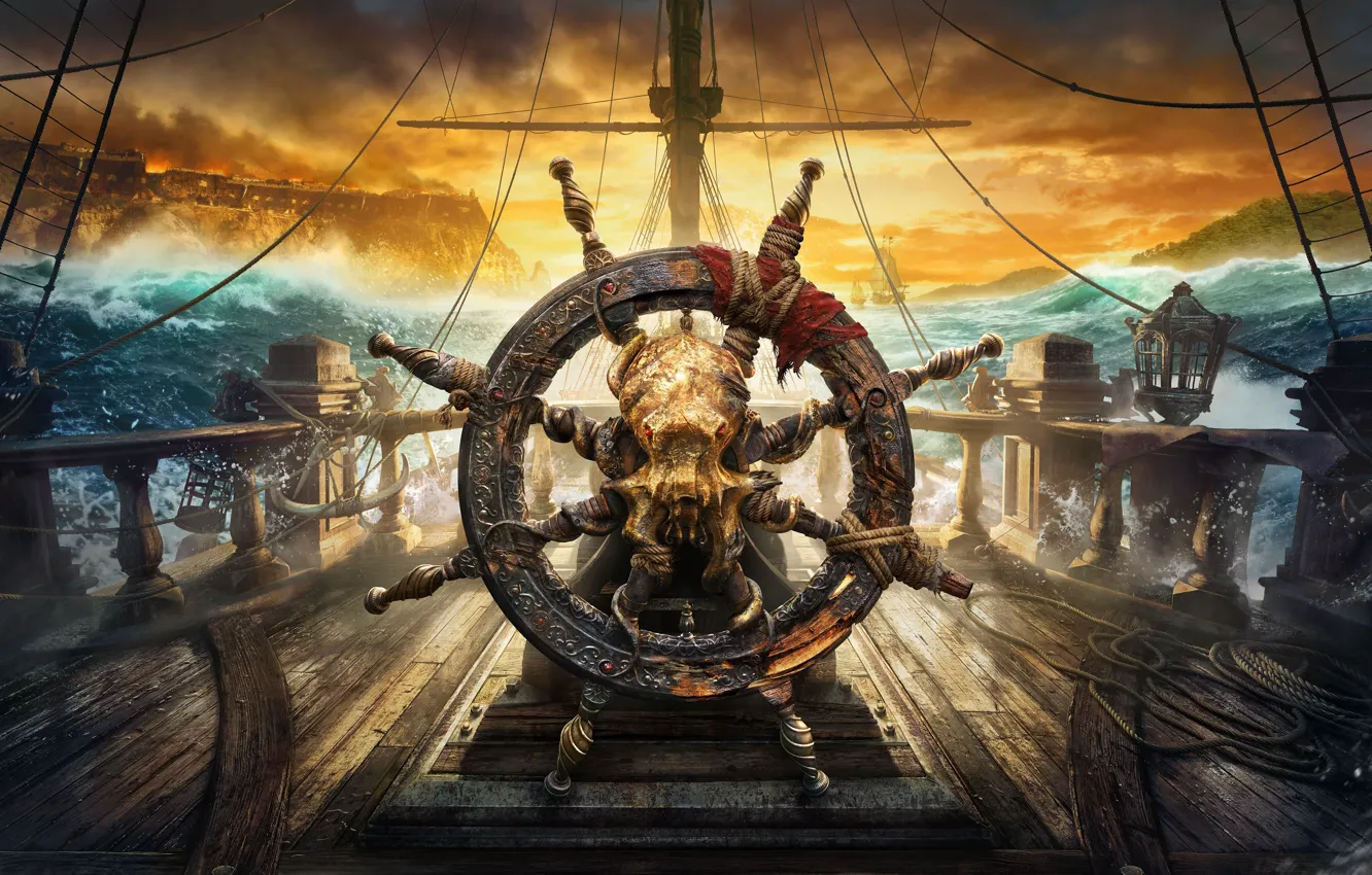 Фото обои Океан, Море, Игра, Пираты, Корабли, Pirates, Ubisoft, Game