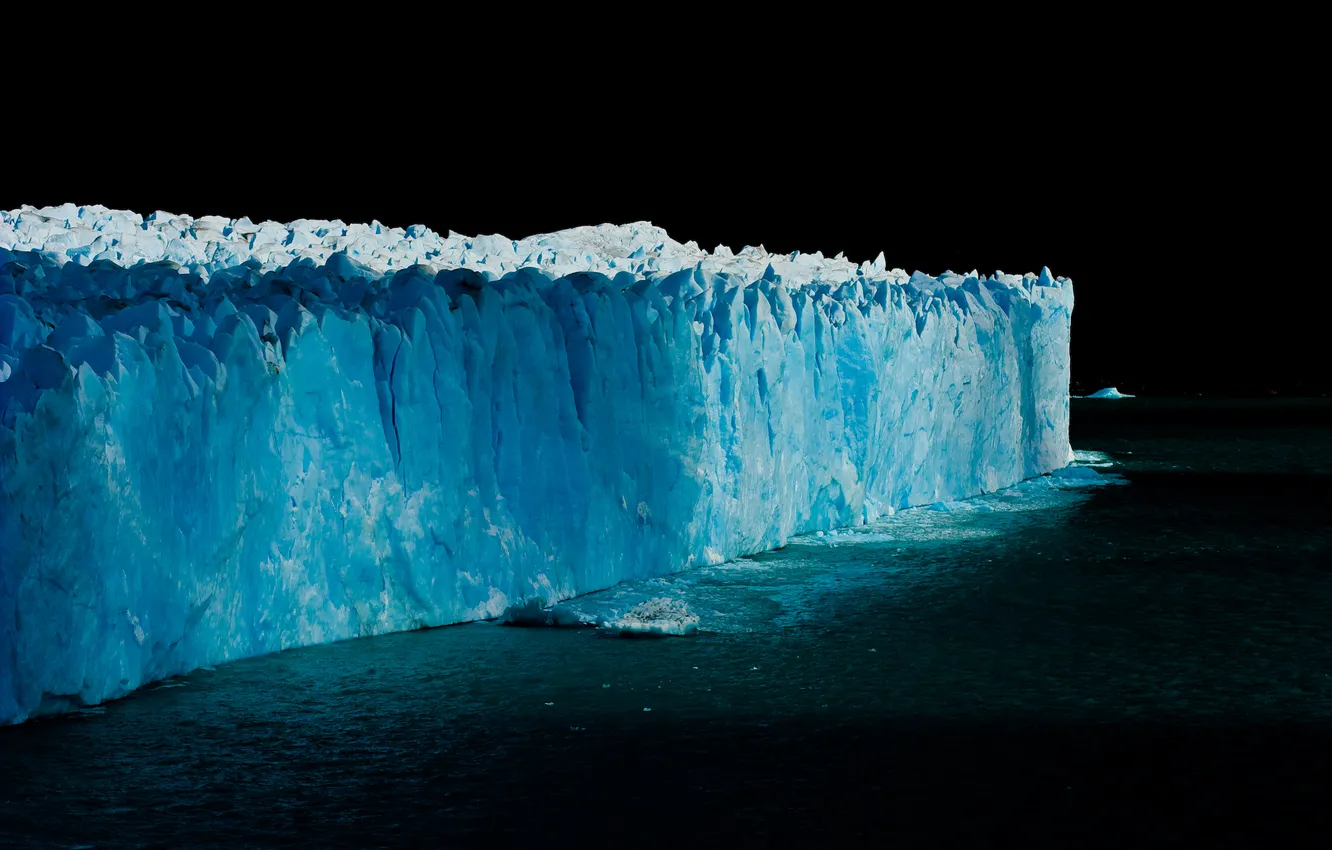 Фото обои лед, море, вода, ночь, стена, айсберг, льдина