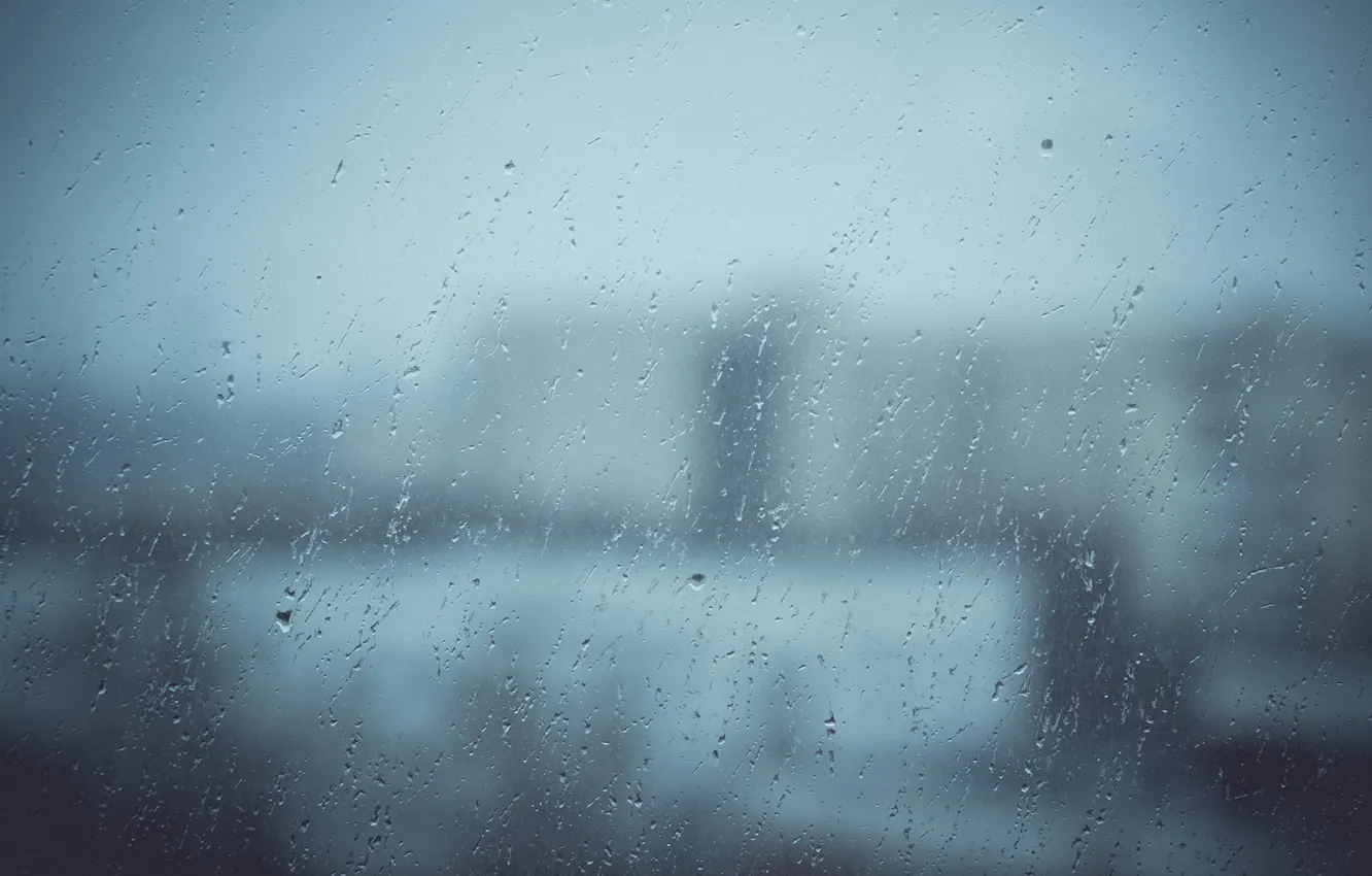 Фото обои стекло, дождь, пасмурно, здания, aокус