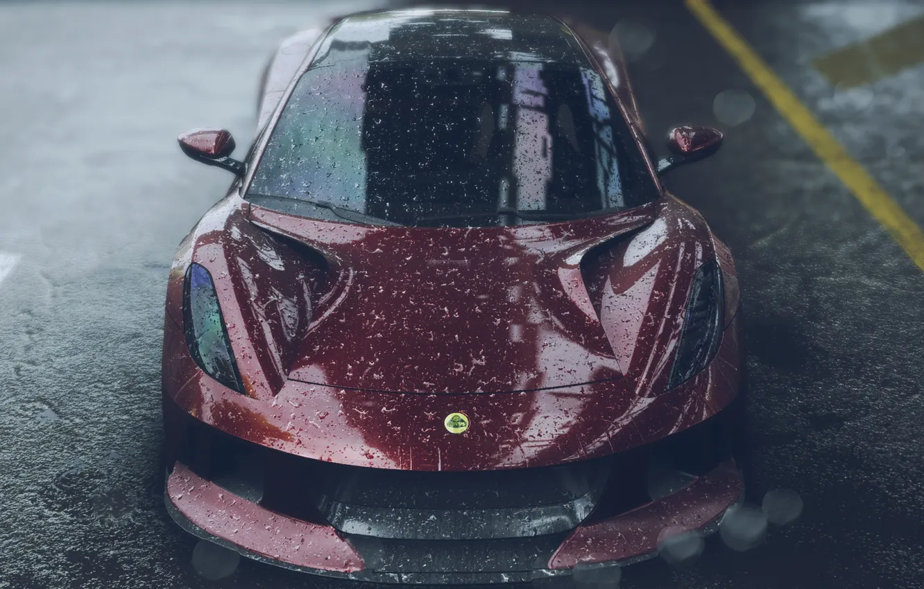 Фото обои Дождь, Lotus, Red, Лотус, Rain, Need For Speed, Red car, Красная машина