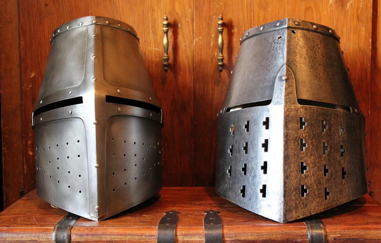Фото обои металл, средневековье, шлемы