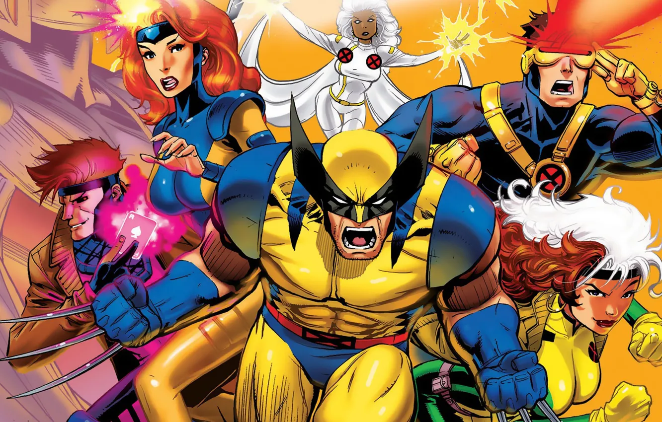 Фото обои Wolverine, X-Men, Storm, Rogue, 1992, Gambit, Jean Grey, Cyclop