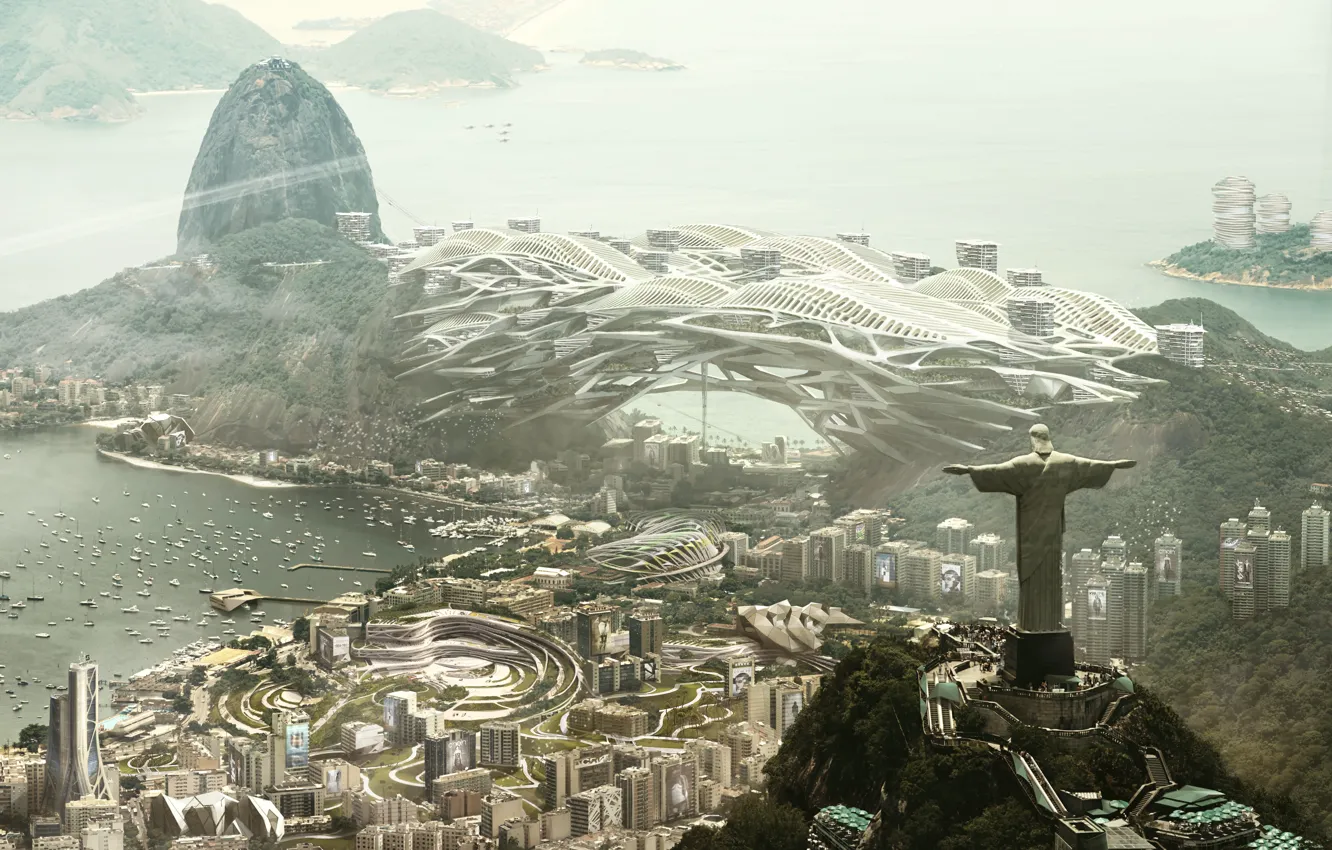Фото обои Square Enix, Рио-де-Жанейро, Rio de Janeiro, Deus Ex: Mankind Divided, 2029