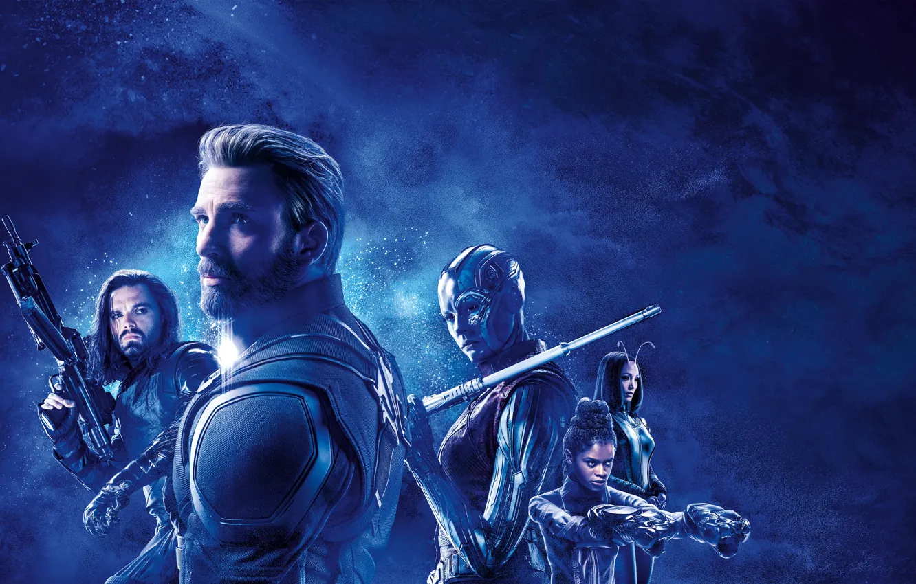 Фото обои фантастика, постер, синий фон, Nebula, комикс, Captain America, Крис Эванс, MARVEL