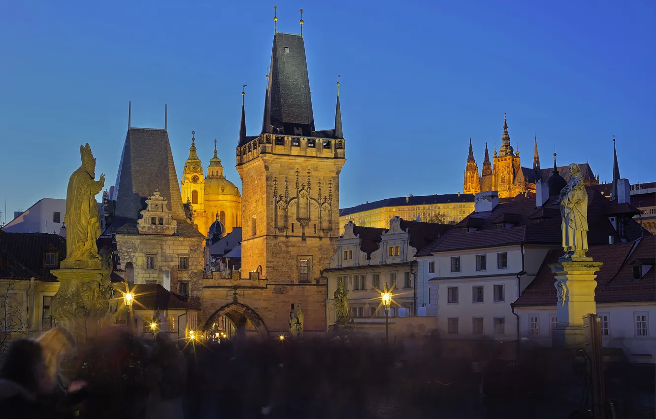 Фото обои башня, дома, Прага, Чехия, Собор Святого Вита