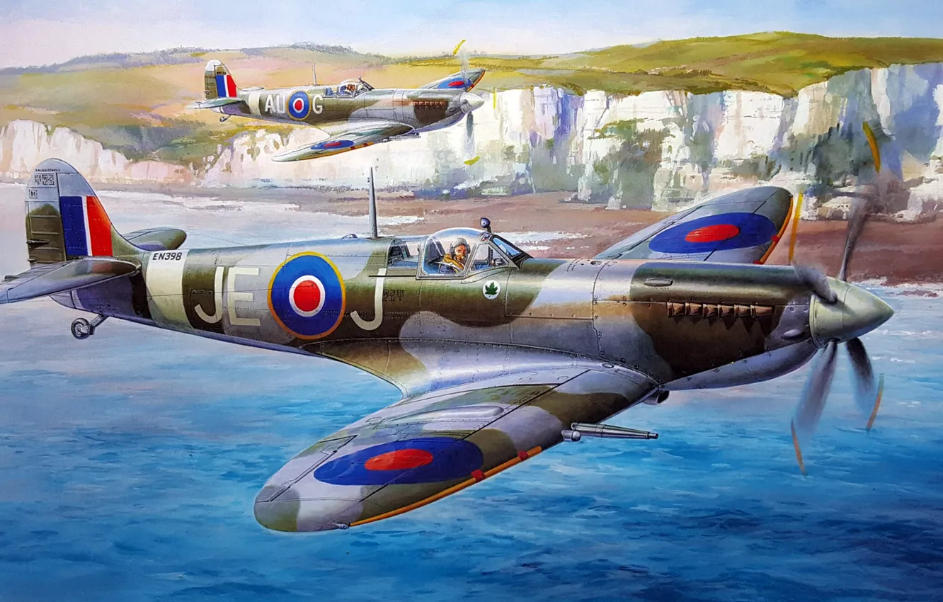 Фото обои Spitfire, ВВС Великобритании, Supermarine, британский истребитель, Mk.IXc