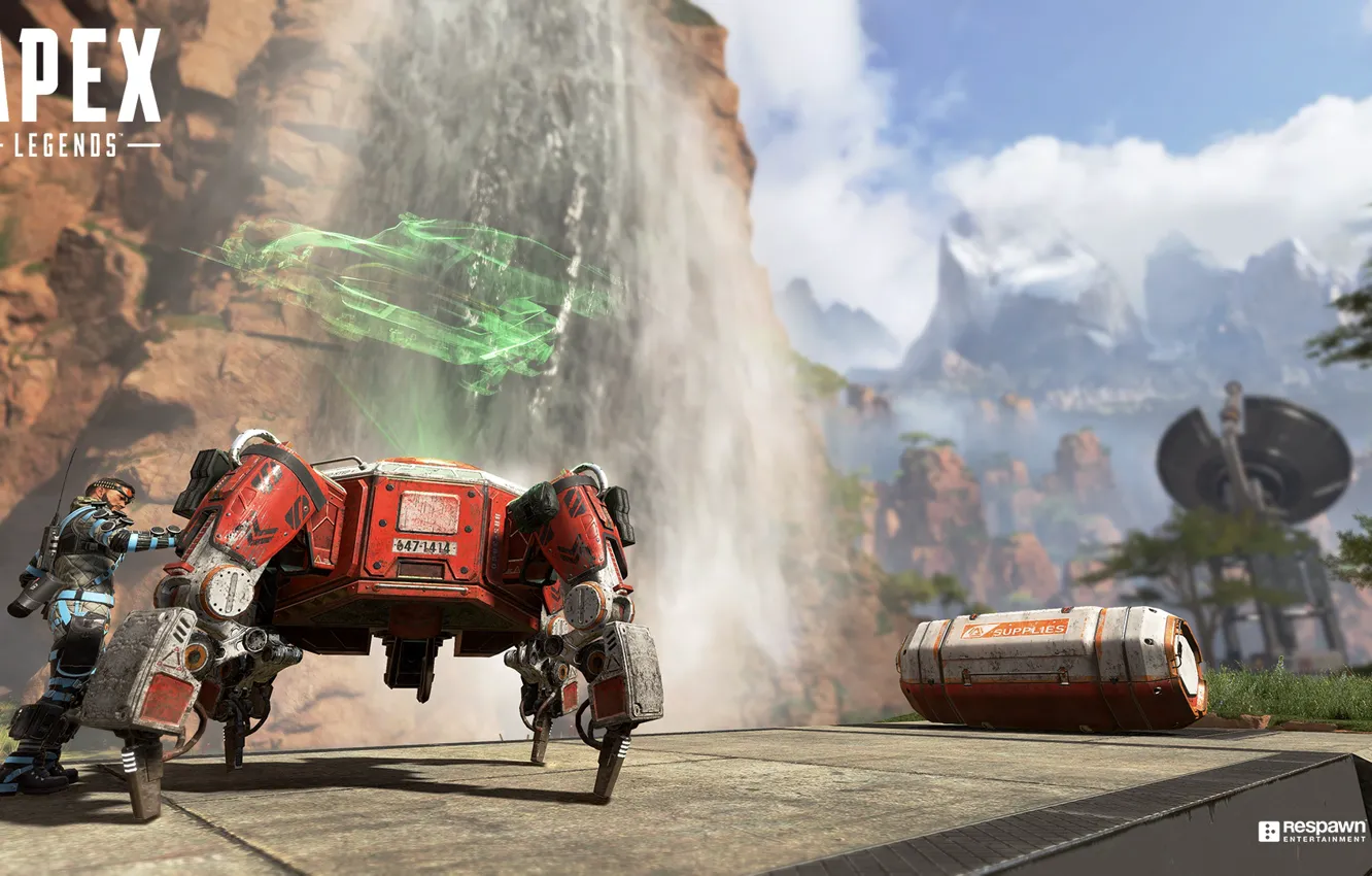 Фото обои фантастика, робот, парень, Apex Legends