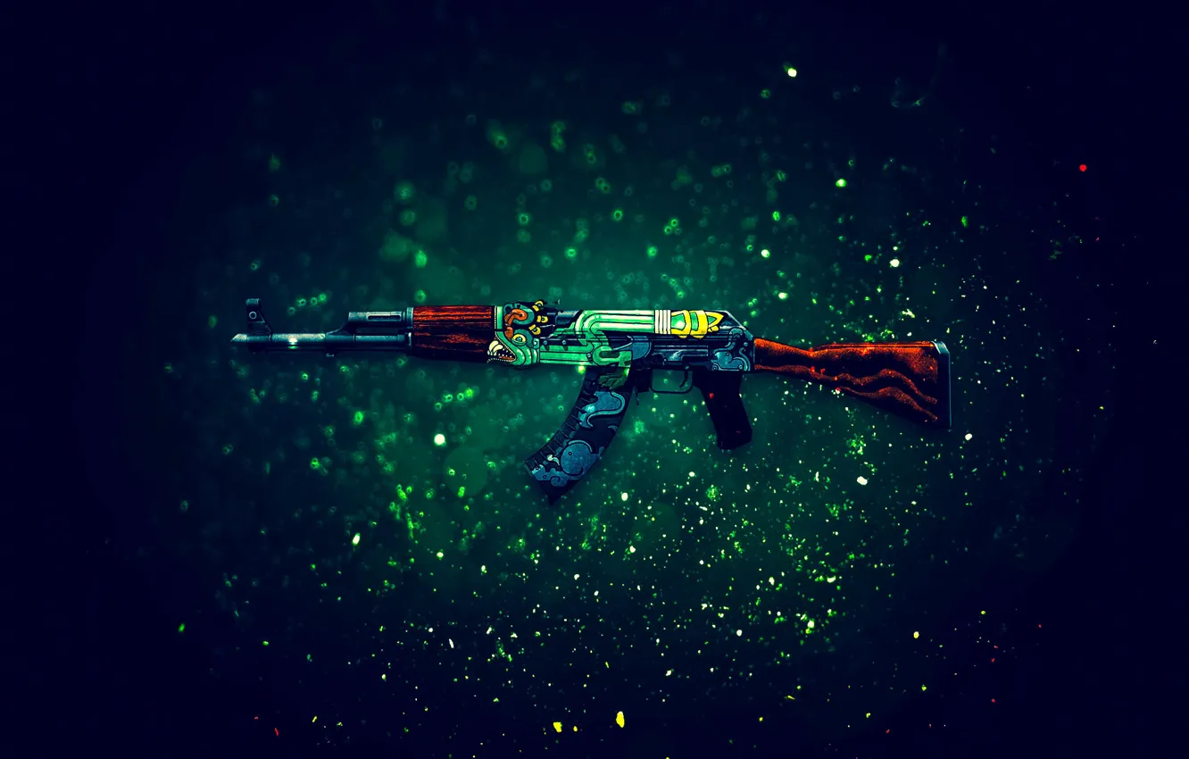 Фото обои АК-47, Counter-Strike: Global Offensive, CS:GO, огненный змей, Fire Serpent