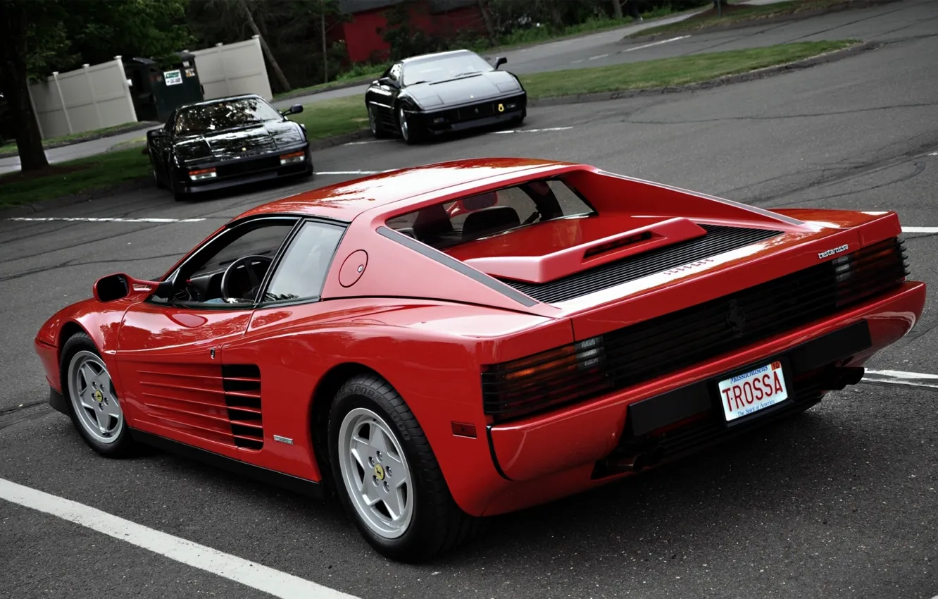 Фото обои Красный, Авто, Машины, Ferrari, Красота, Номер, Testarossa
