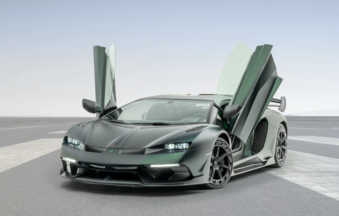Фото обои Lamborghini, двери, суперкар, Aventador, Mansory, 2020, SVJ, Cabrera