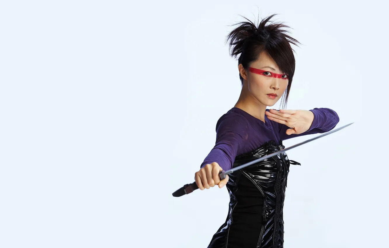 Фото обои девушка, полоса, меч, азиатка, Chris Yen, Крис Йен