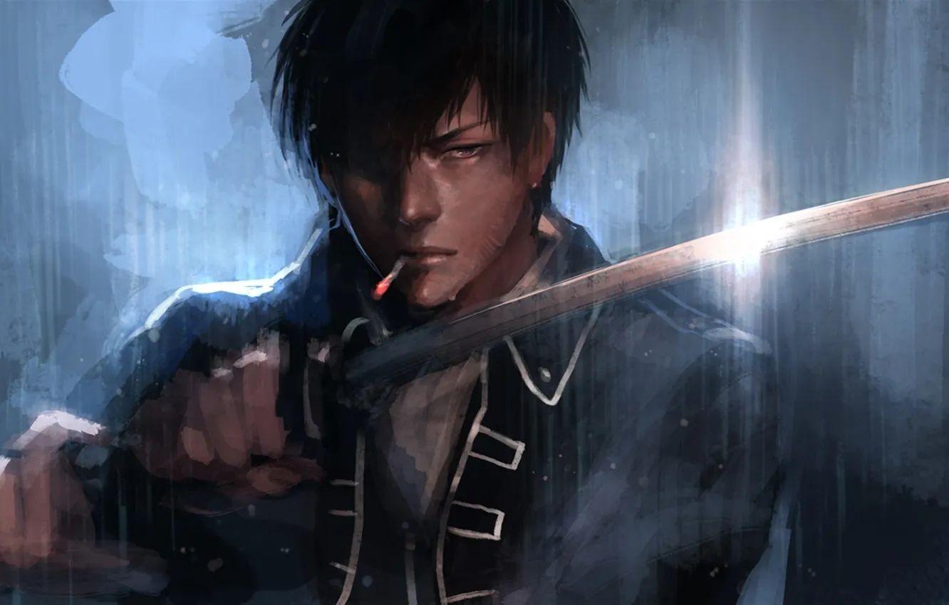 Фото обои sword, anime, gintama, hijikata