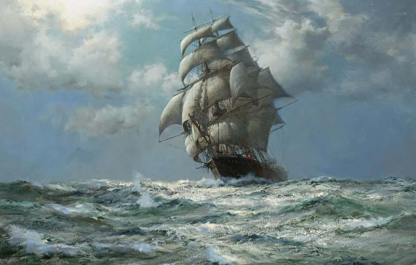 Фото обои море, парусник, Montague Dawson