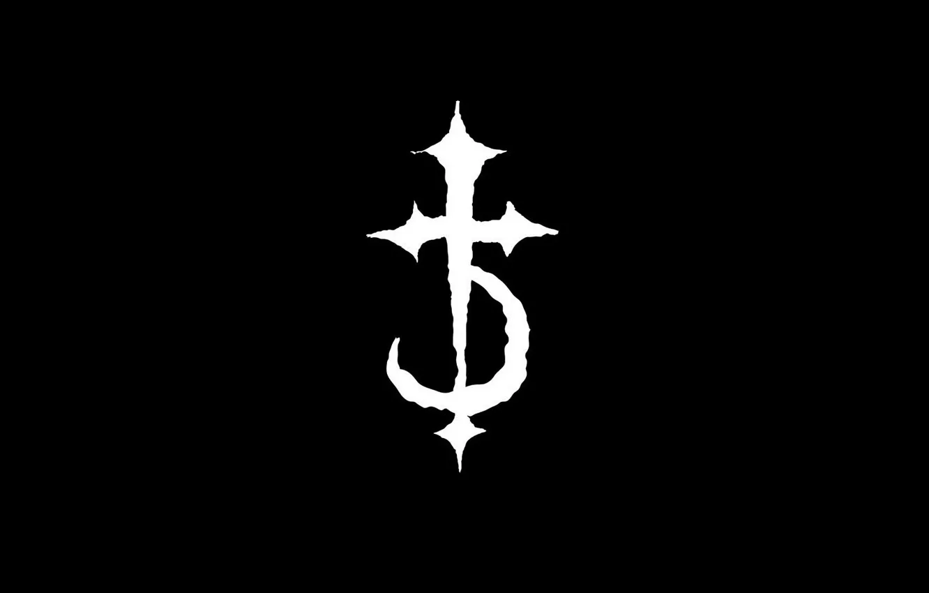 Фото обои белый, музыка, черный, крест, логотип, Death Metal, Cross of Confusion, Devil Driver