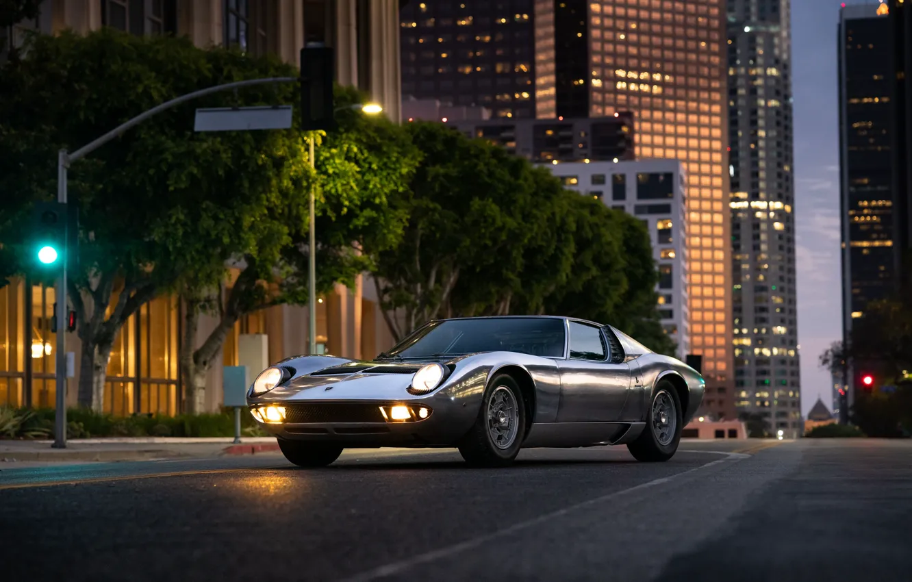 Фото обои Lamborghini, 1971, Miura, front view, Lamborghini Miura P400 S