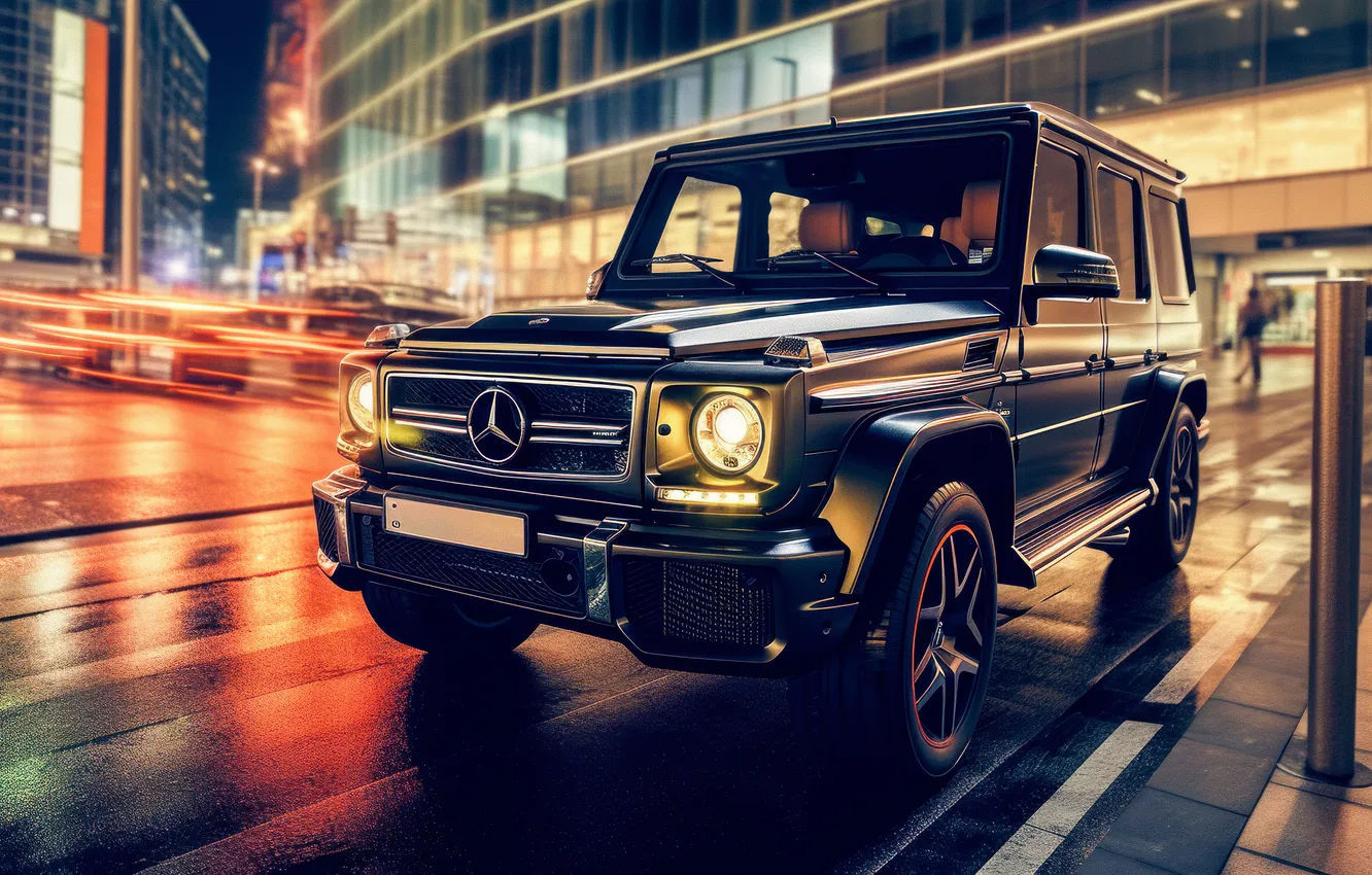 Фото обои Mercedes-Benz, Cars, AMG, Urban, G 63, G Wagon, AI art, City night