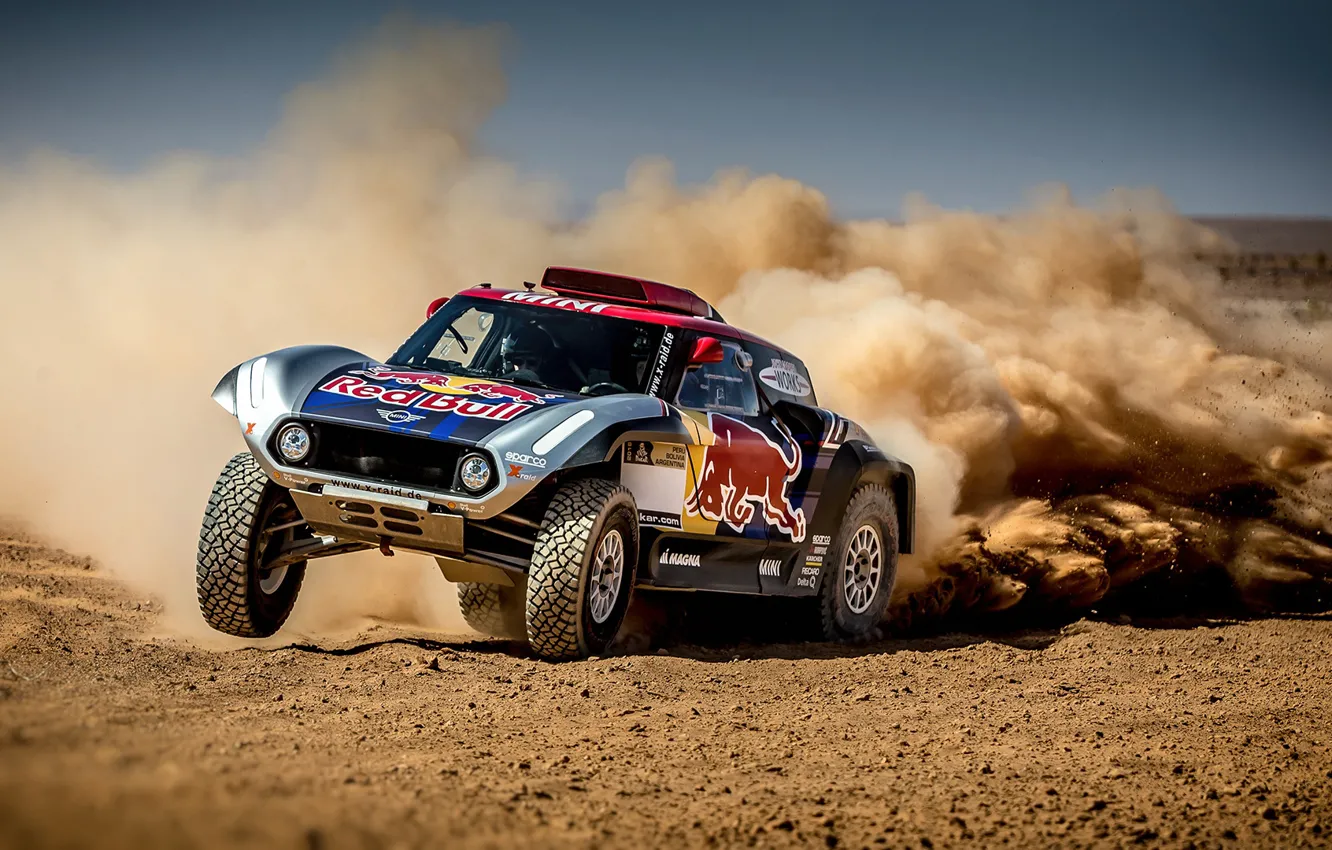 Фото обои Песок, Mini, Спорт, Пустыня, Скорость, Занос, Rally, Dakar