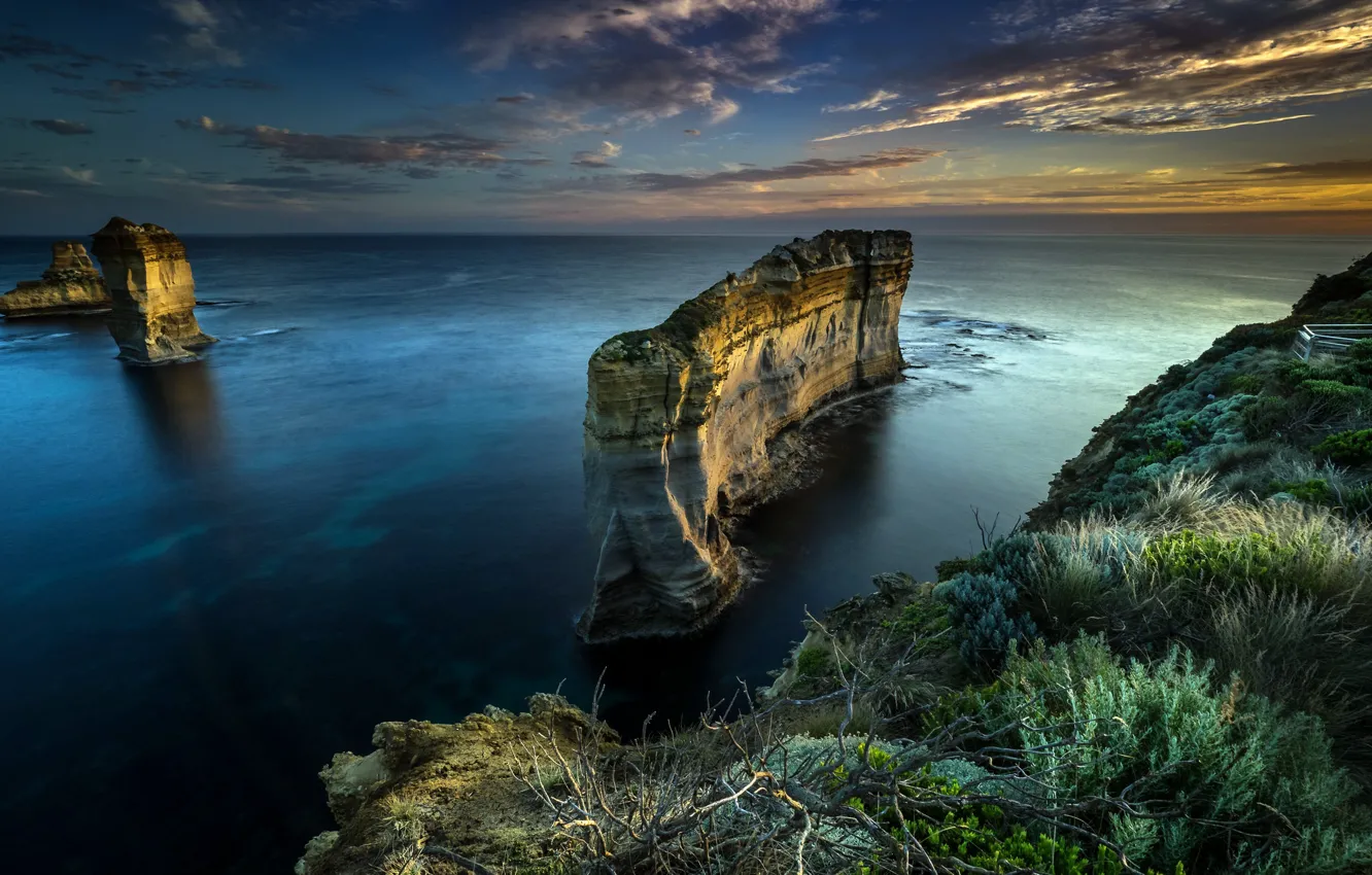 Фото обои море, скалы, берег, Sunset, Аustralia, Razorback