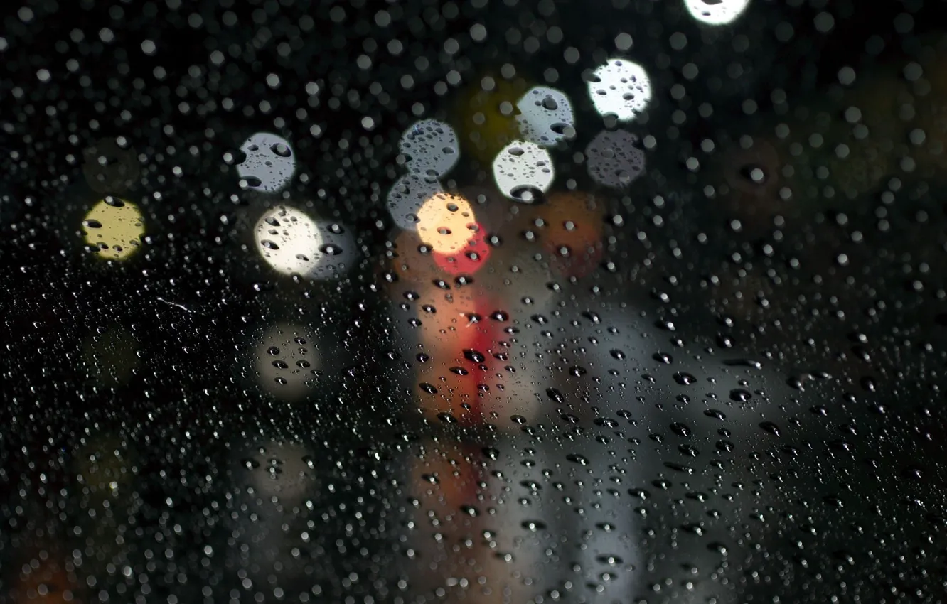 Фото обои стекло, вода, капли, макро, дождь, боке