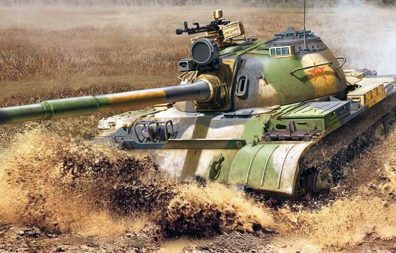 Фото обои РИСУНОК, НОАК, китайский средний танк, Тип 59