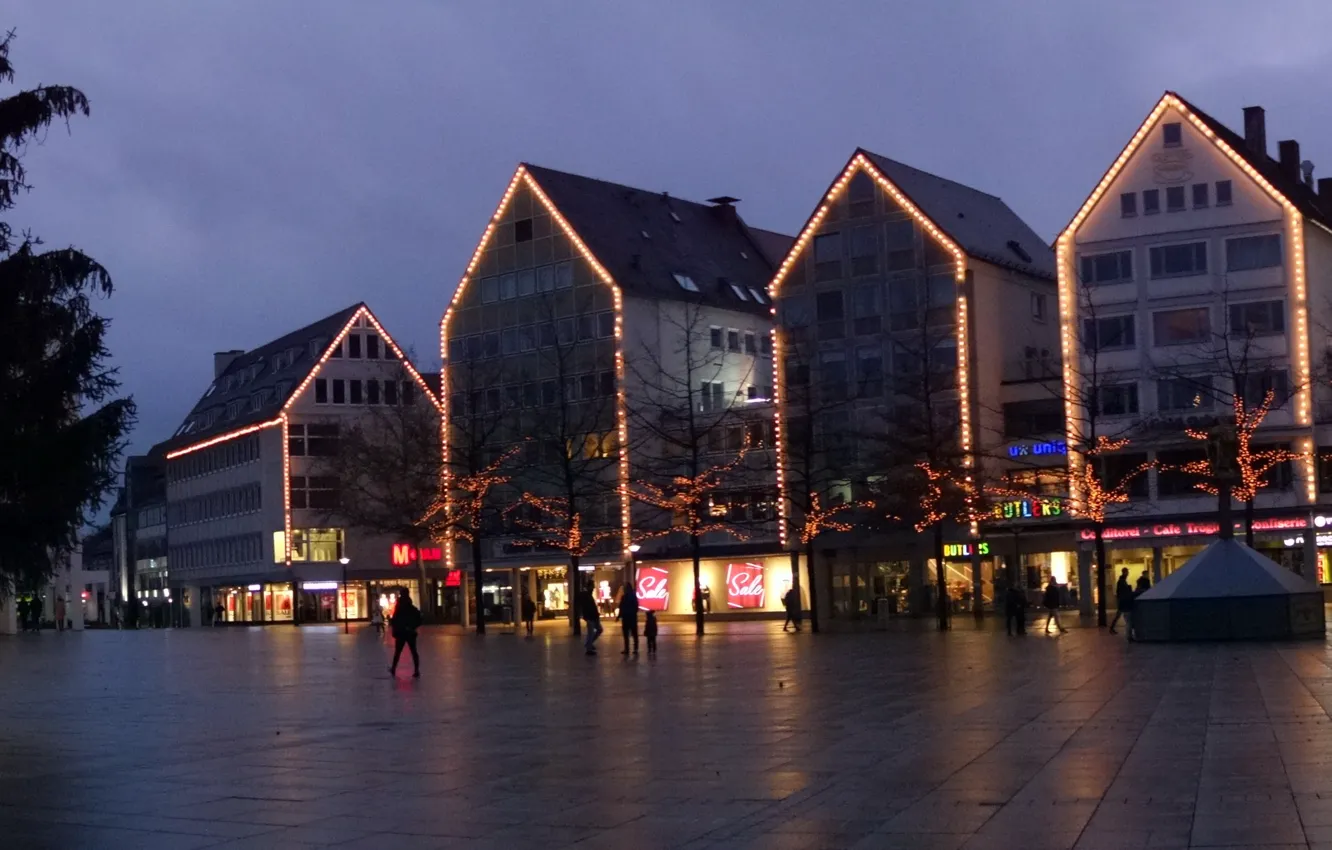 Фото обои Deutschland, Panorama, Europa, Ulm, Nacht, Abend